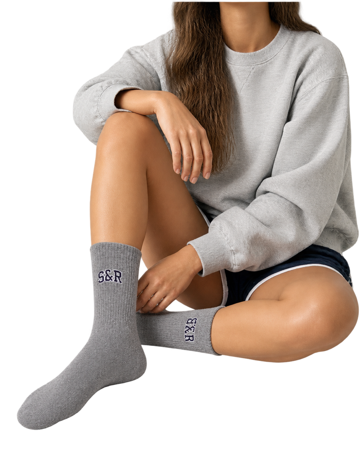 S&R Ivy Socks - Heather Gray/Navy