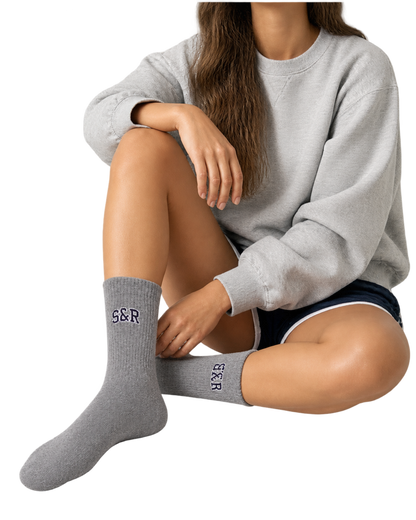 S&R Ivy Socks - Heather Gray/Navy