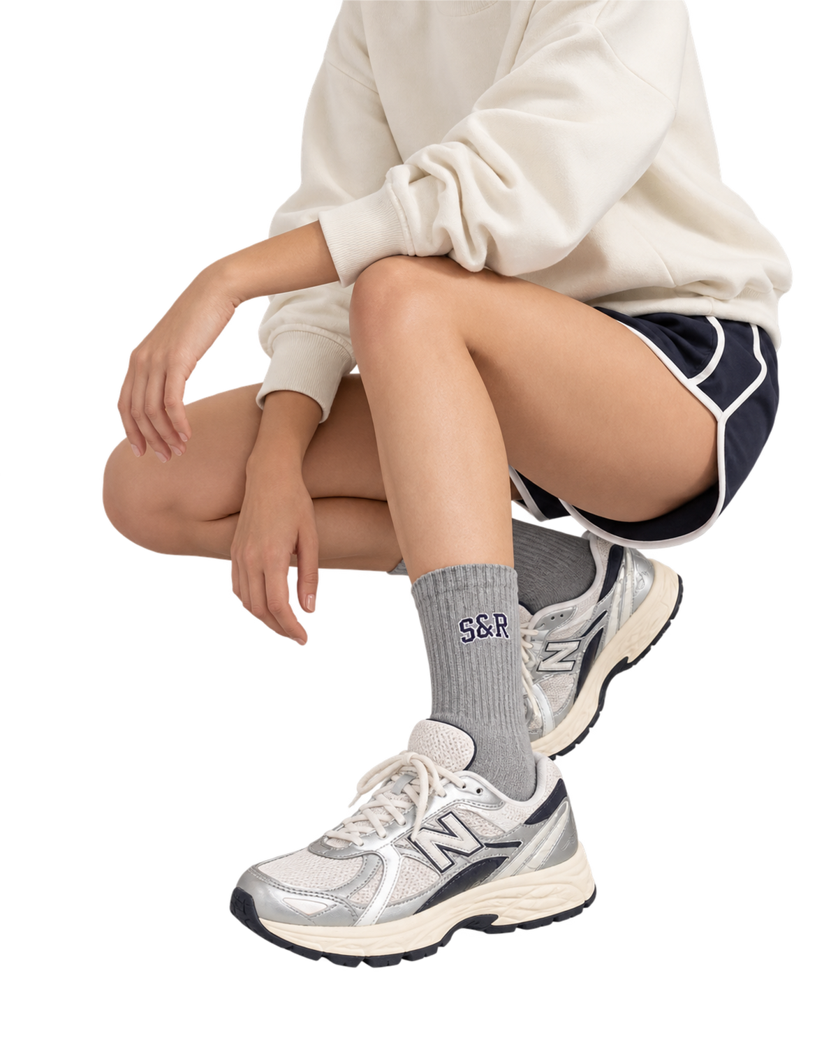 S&R Ivy Socks - Heather Gray/Navy