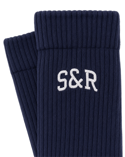 S&R Ivy Socks - Navy/White
