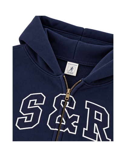 S&R Ivy Zip Hoodie - Navy/White