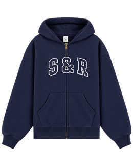 S&R Ivy Zip Hoodie - Heather Gray/Navy