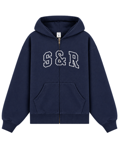 S&R Ivy Zip Hoodie - Heather Gray/Navy