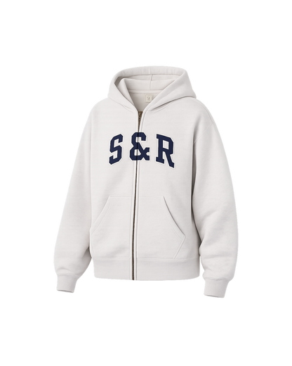 S&R Ivy Zip Hoodie - Heather Gray/Navy