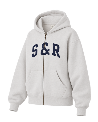 S&R Ivy Zip Hoodie - Heather Gray/Navy