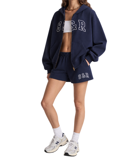 S&R Ivy Zip Hoodie - Navy/White