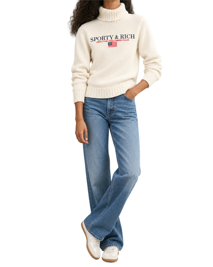 S&R Nautical Knitted Turtleneck - Ecru