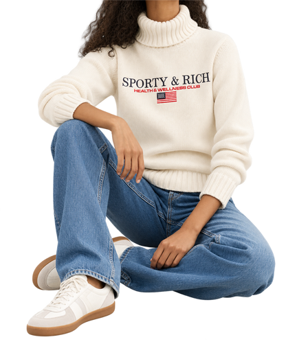 S&R Nautical Knitted Turtleneck - Ecru