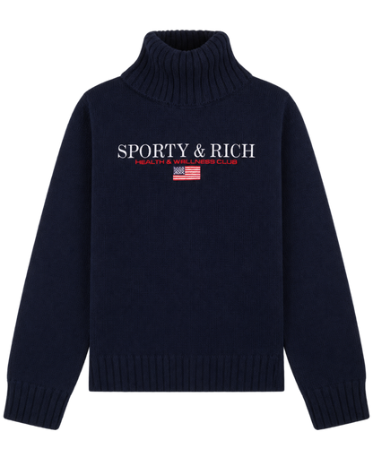 S&R Nautical Knitted Turtleneck - Navy