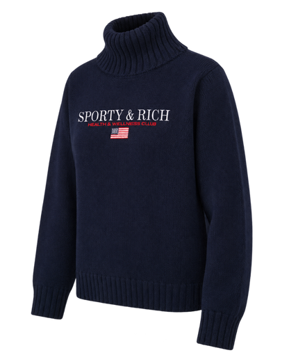 S&R Nautical Knitted Turtleneck - Navy