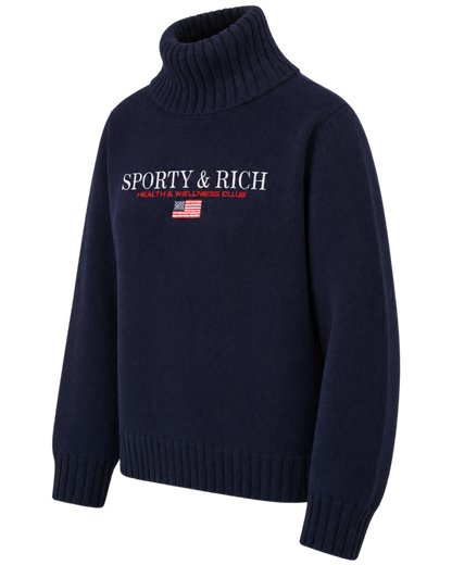 S&R Nautical Knitted Turtleneck - Navy