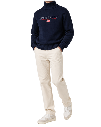 S&R Nautical Knitted Turtleneck - Navy