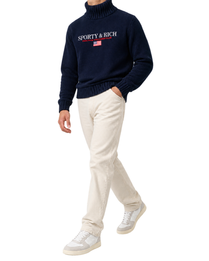 S&R Nautical Knitted Turtleneck - Navy