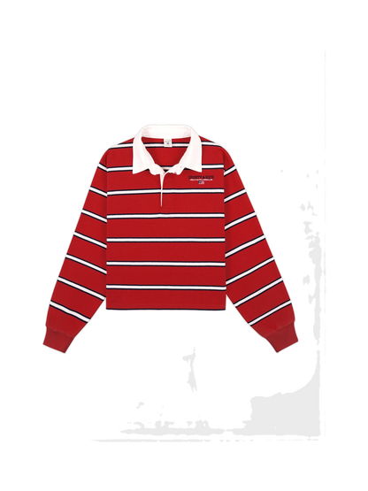 S&R Nautical Rugby Polo - Ruby/Navy/White