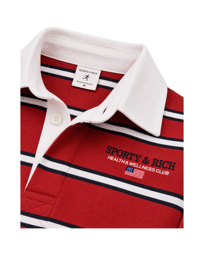 S&R Nautical Rugby Polo - Ruby/Navy/White