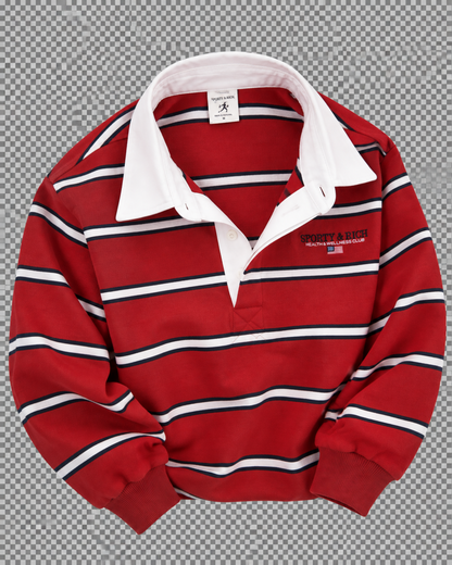 S&R Nautical Rugby Polo - Ruby/Navy/White