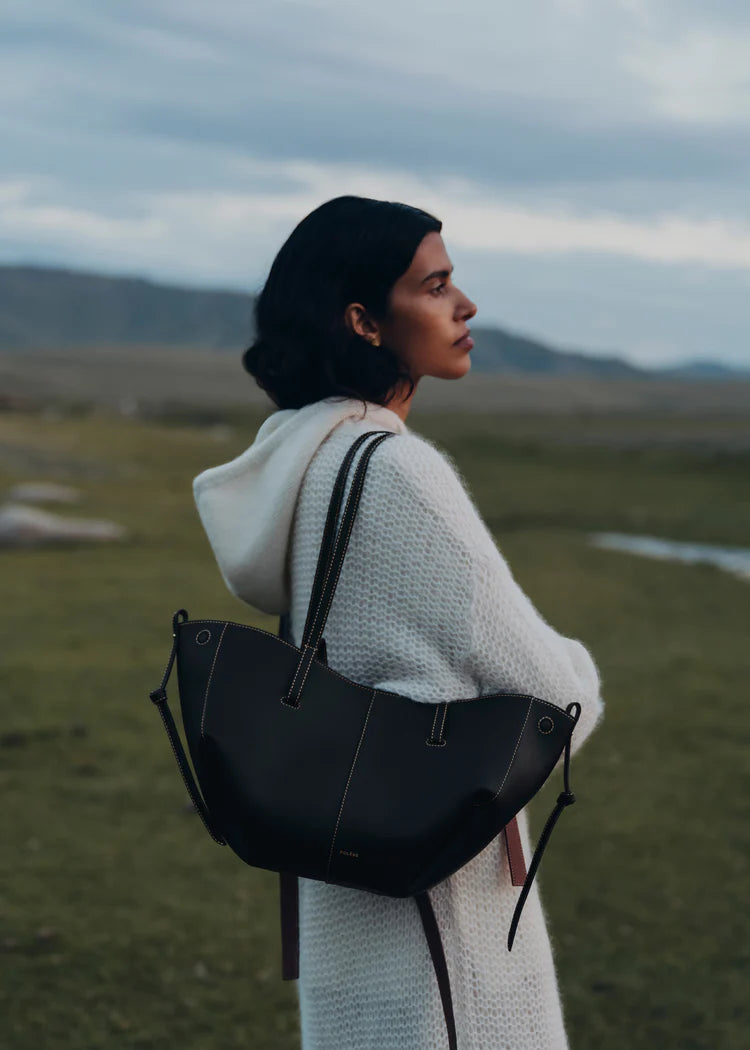 Cyme Mini Edition Textured Black with Ecru Stitching