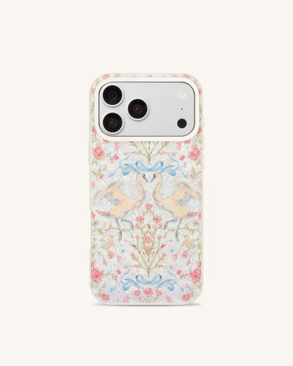 Vintage Romance Swan Pearl Shell Phone Case - White
