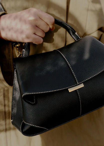 Mokki Mini Edition Textured Black with Ecru Stitching