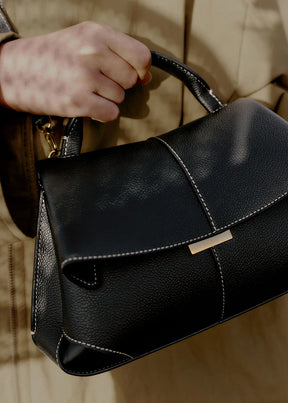 Mokki Mini Edition Textured Black with Ecru Stitching