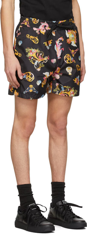 Black Paisley Shorts