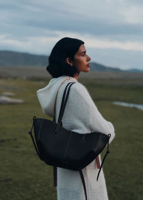 Cyme Mini Edition Textured Black with Ecru Stitching