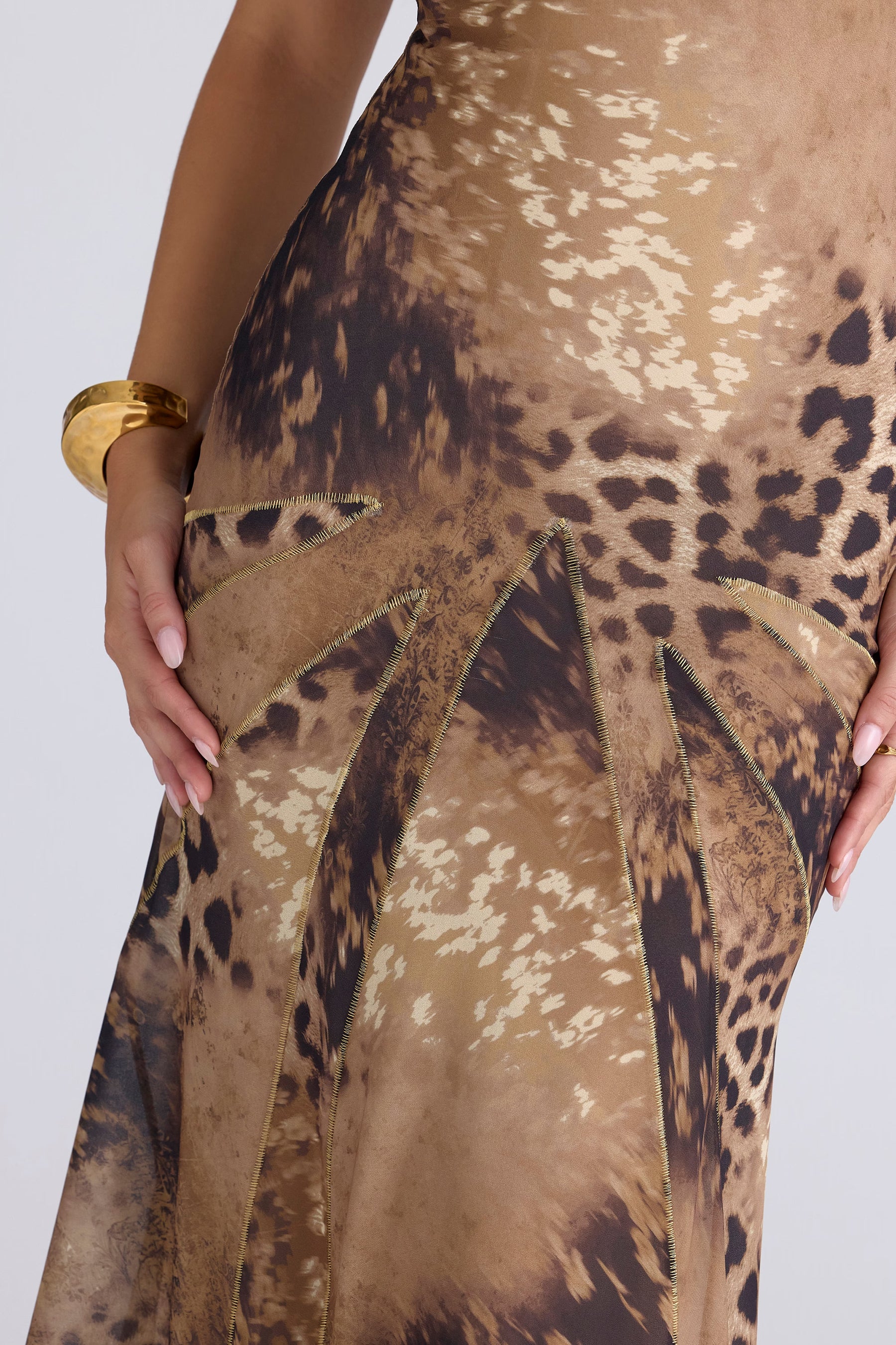 Sacha leopard print georgette panelled maxi dress - limited edition