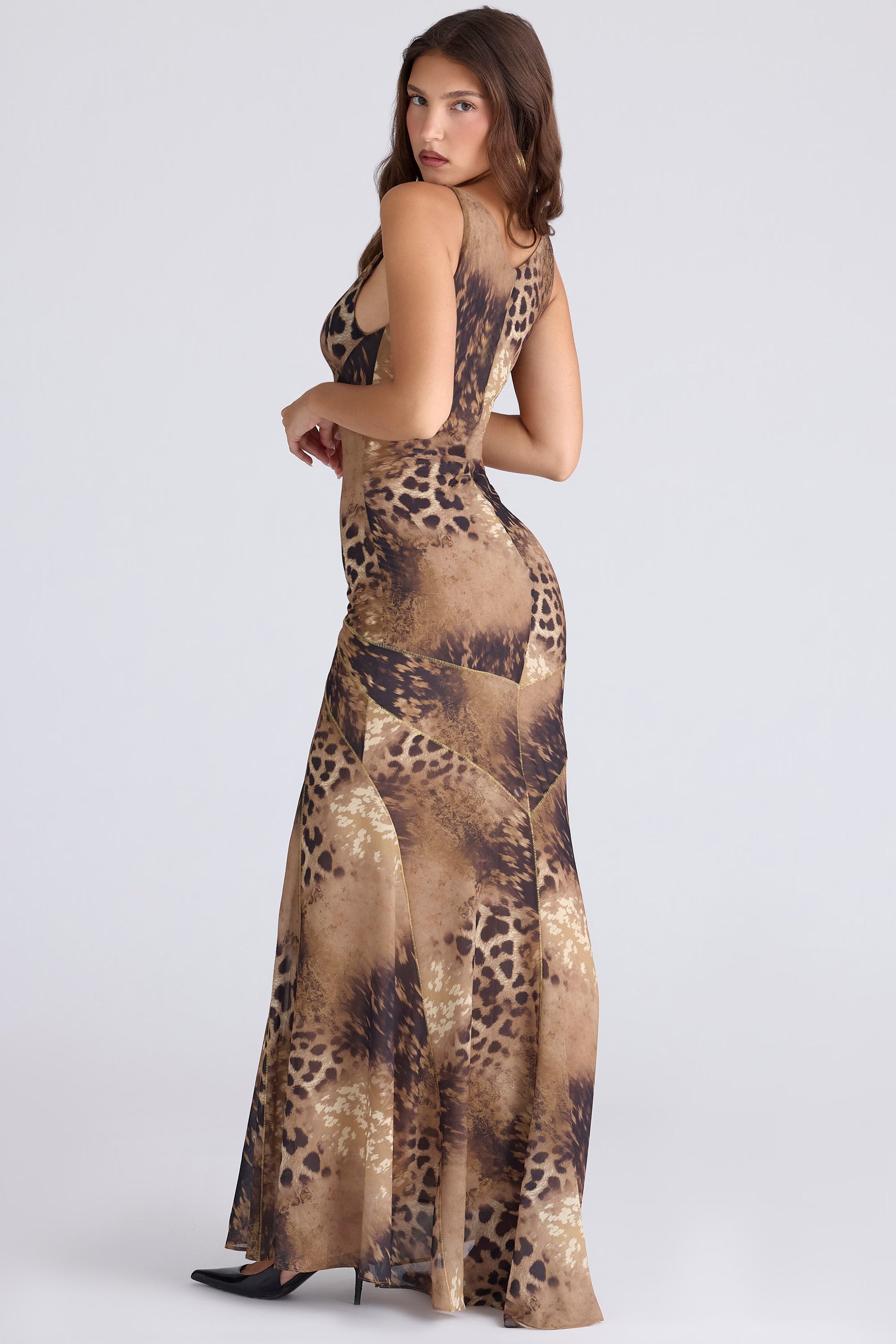 Sacha leopard print georgette panelled maxi dress - limited edition