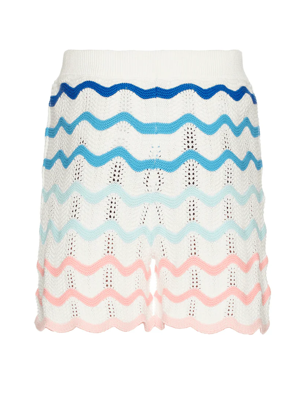 Casablanca Gradient Wave Crochet Shorts in White no