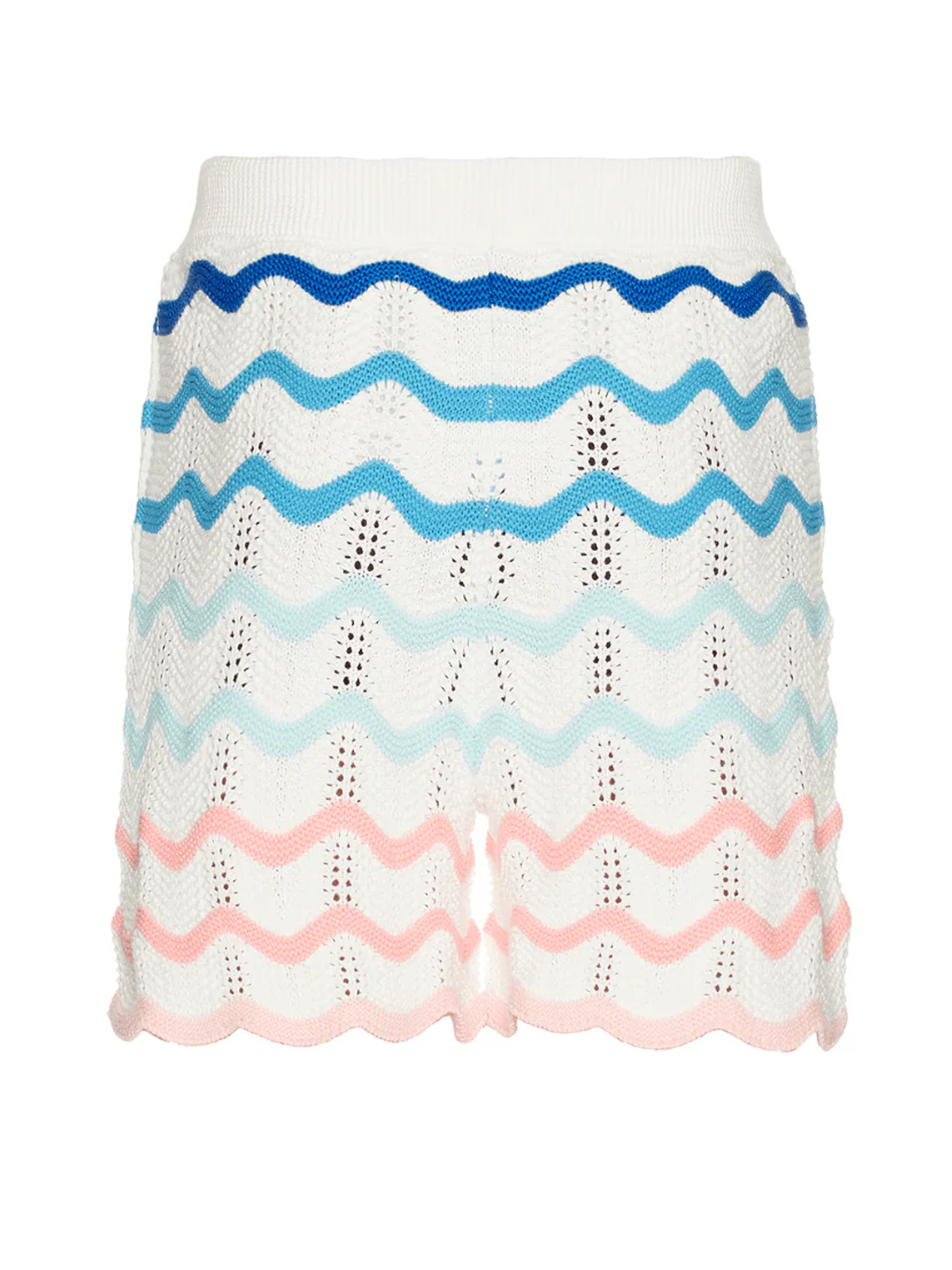 Casablanca Gradient Wave Crochet Shorts in White no