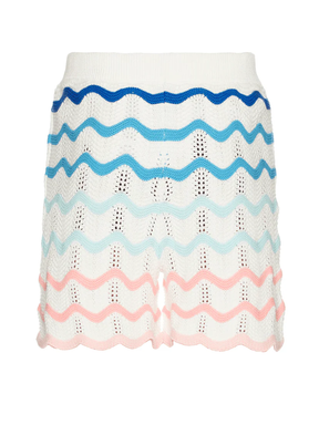 Casablanca Gradient Wave Crochet Shorts in White no
