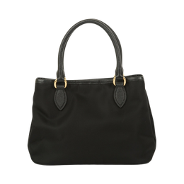 Saffiano Leather-Trimmed Tessuto Nylon Satchel w/ Strap & Authenticity Card