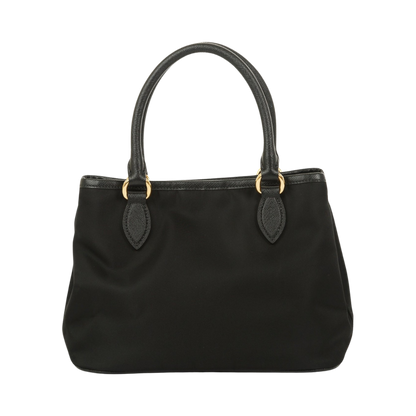 Saffiano Leather-Trimmed Tessuto Nylon Satchel w/ Strap & Authenticity Card
