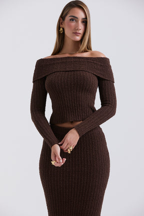 Chocolate soft boucle knit top