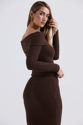 Chocolate soft boucle knit top