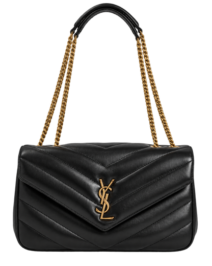 Saint Lauren Black Loulou Quilted Leather Shoulder Bag
