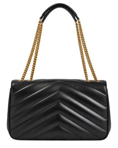 Saint Lauren Black Loulou Quilted Leather Shoulder Bag