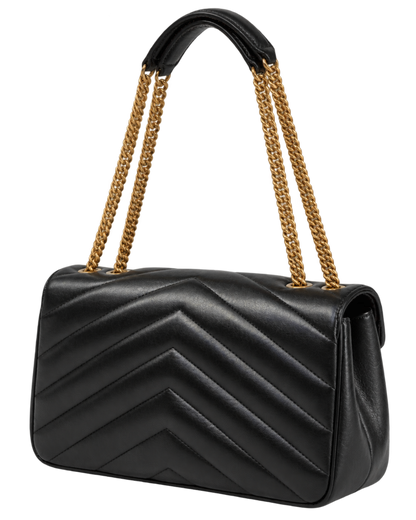 Saint Lauren Black Loulou Quilted Leather Shoulder Bag