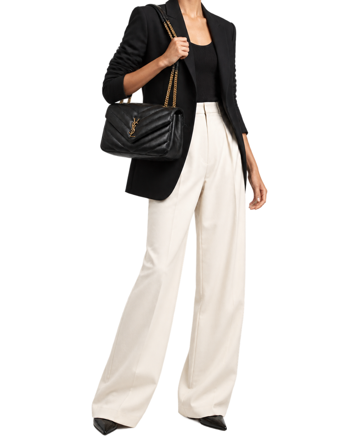 Saint Lauren Black Loulou Quilted Leather Shoulder Bag
