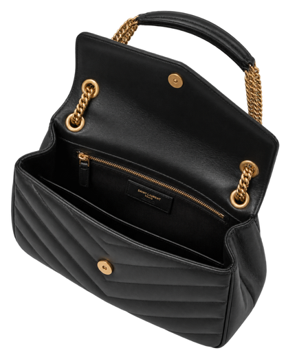 Saint Lauren Black Loulou Quilted Leather Shoulder Bag