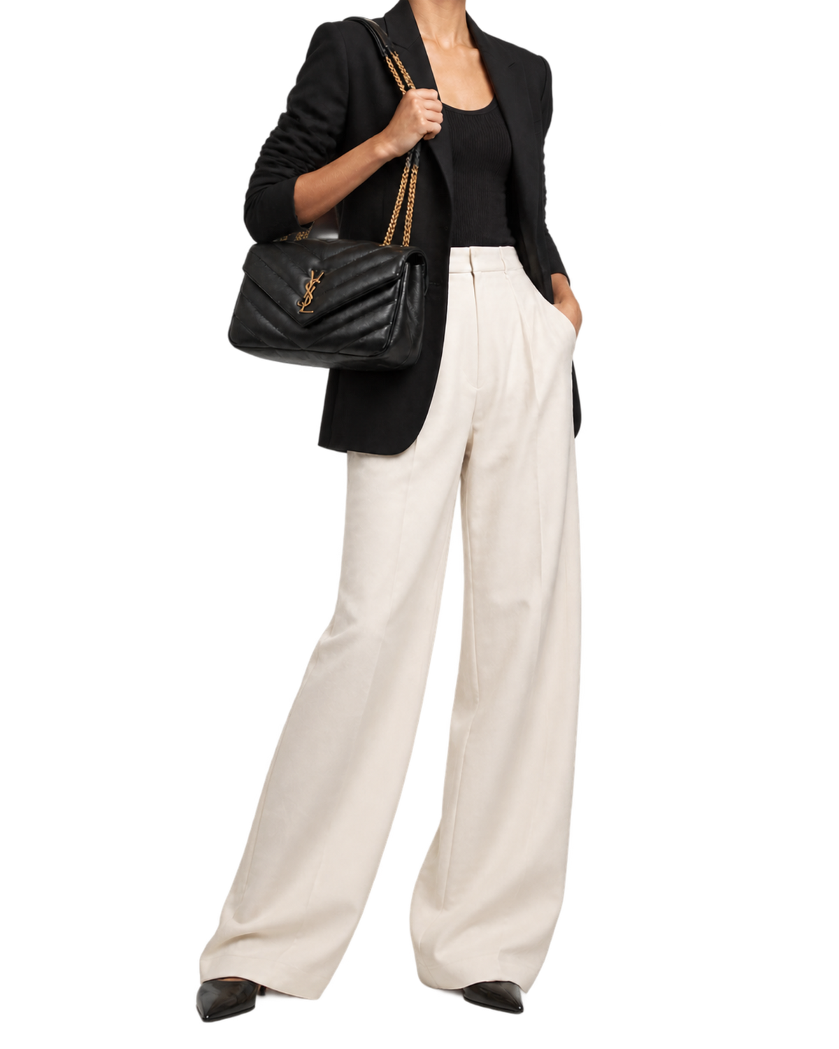 Saint Lauren Black Loulou Quilted Leather Shoulder Bag