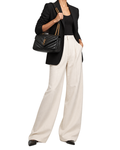 Saint Lauren Black Loulou Quilted Leather Shoulder Bag