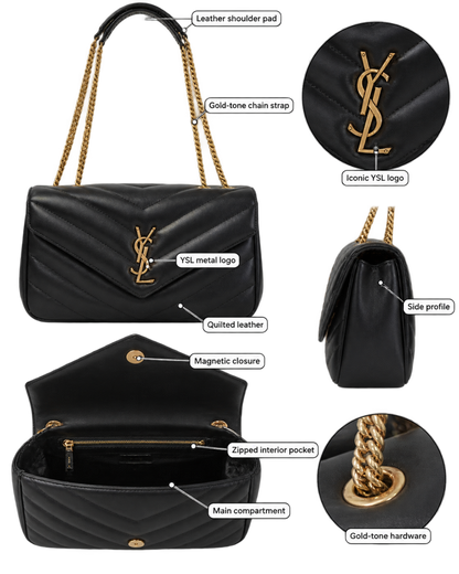 Saint Lauren Black Loulou Quilted Leather Shoulder Bag