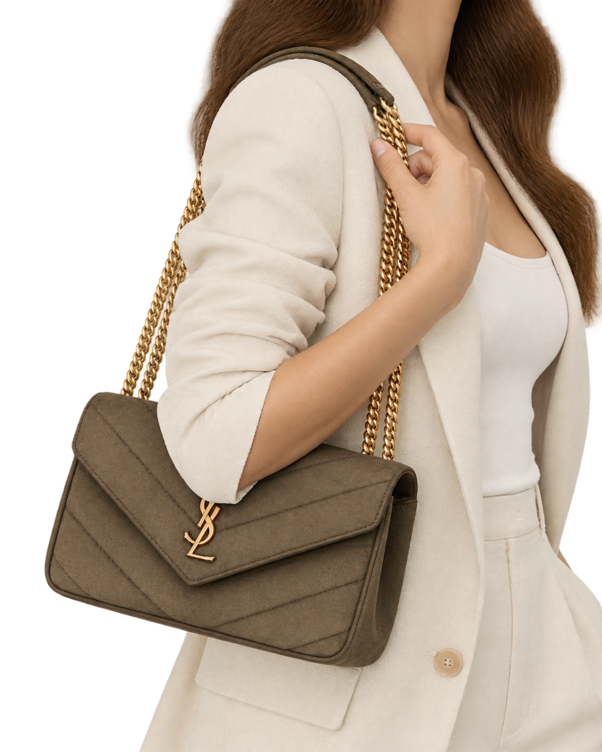 Saint Lauren LOULOU small in MATELASSÉ suede