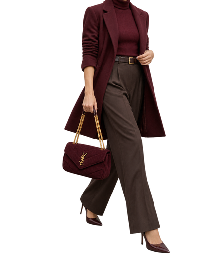 Saint Lauren Maroon Loulou Quilted Leather Shoulder Bag (Copy)