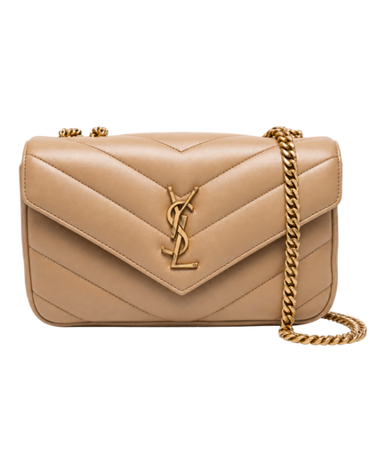 Saint Lauren Small Loulou chevron chain shoulder bag