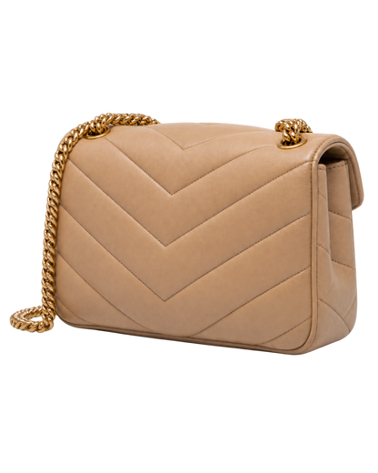Saint Lauren Small Loulou chevron chain shoulder bag