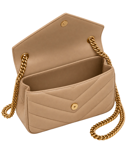 Saint Lauren Small Loulou chevron chain shoulder bag