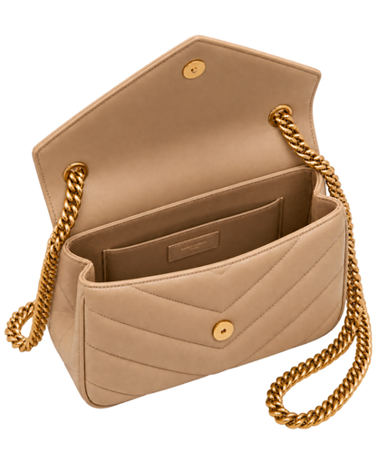Saint Lauren Small Loulou chevron chain shoulder bag