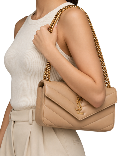 Saint Lauren Small Loulou chevron chain shoulder bag